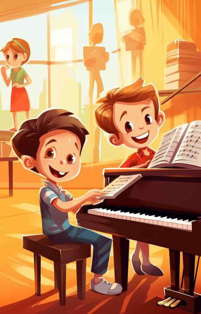 Dzieci grają na pianinie